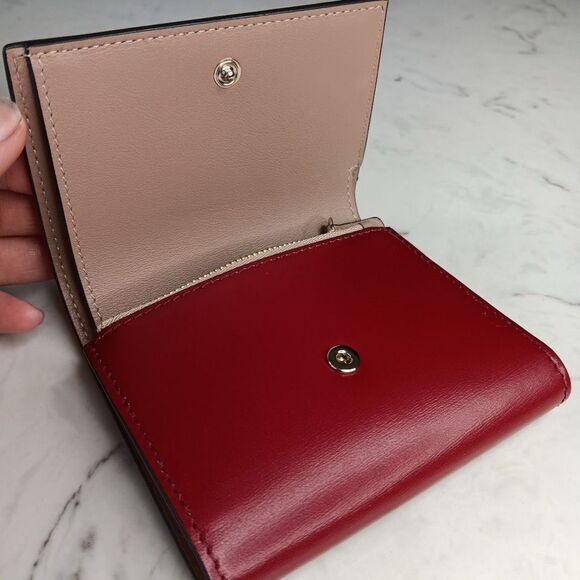 Jimmy Choo MARINDA Dark Red Leather Wallet Trifold Full Set - Picture 9 of 11